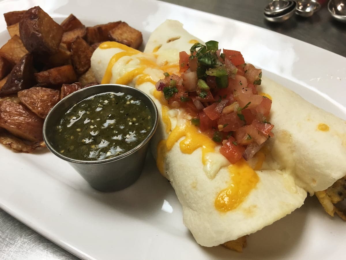 Breakfast burritos with eggs and chorizo at Bailey’s Breakfast & Lunch in Omaha