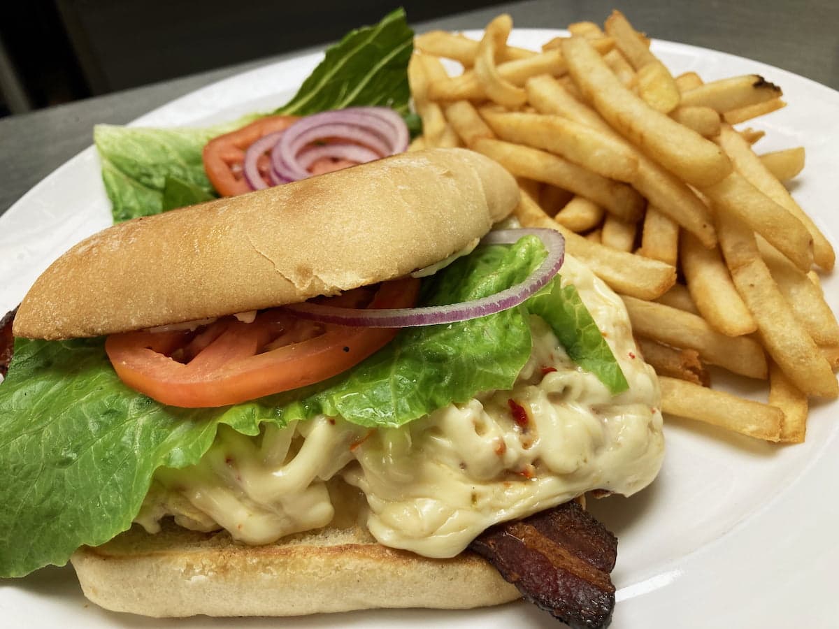 Grilled chicken sandwich lunch special at Bailey's Breakfast & Lunch in Omaha
