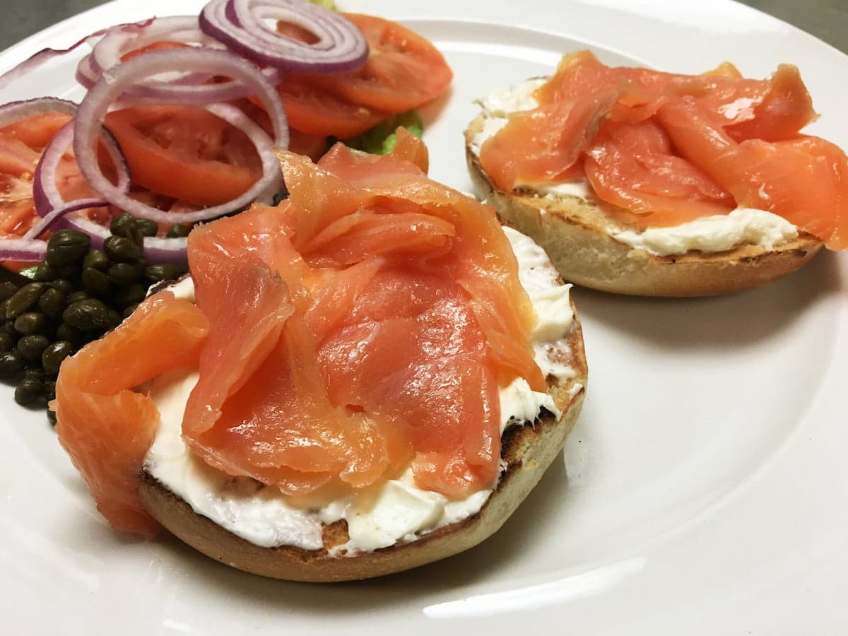 Bagel with cold-smoked salmon at Bailey’s Breakfast & Lunch in Omaha
