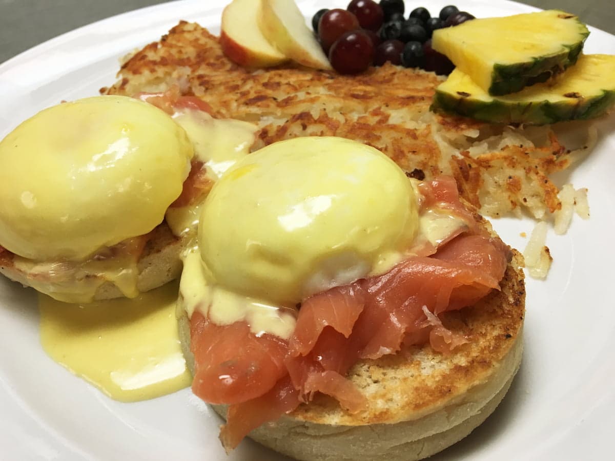 Lox eggs benedict with cold-smoked salmon at Bailey’s Breakfast & Lunch in Omaha