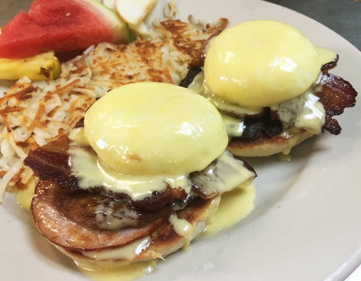 Meat lover's benedict breakfast special at Bailey's Breakfast & Lunch in Omaha