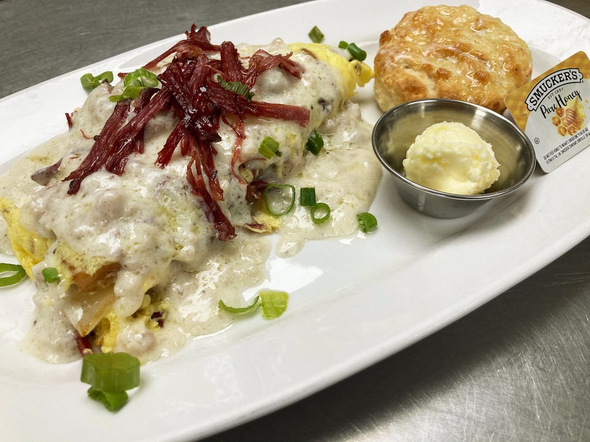 Nebraska omelet with house-smoked corned beef at Bailey’s Breakfast & Lunch in Omaha