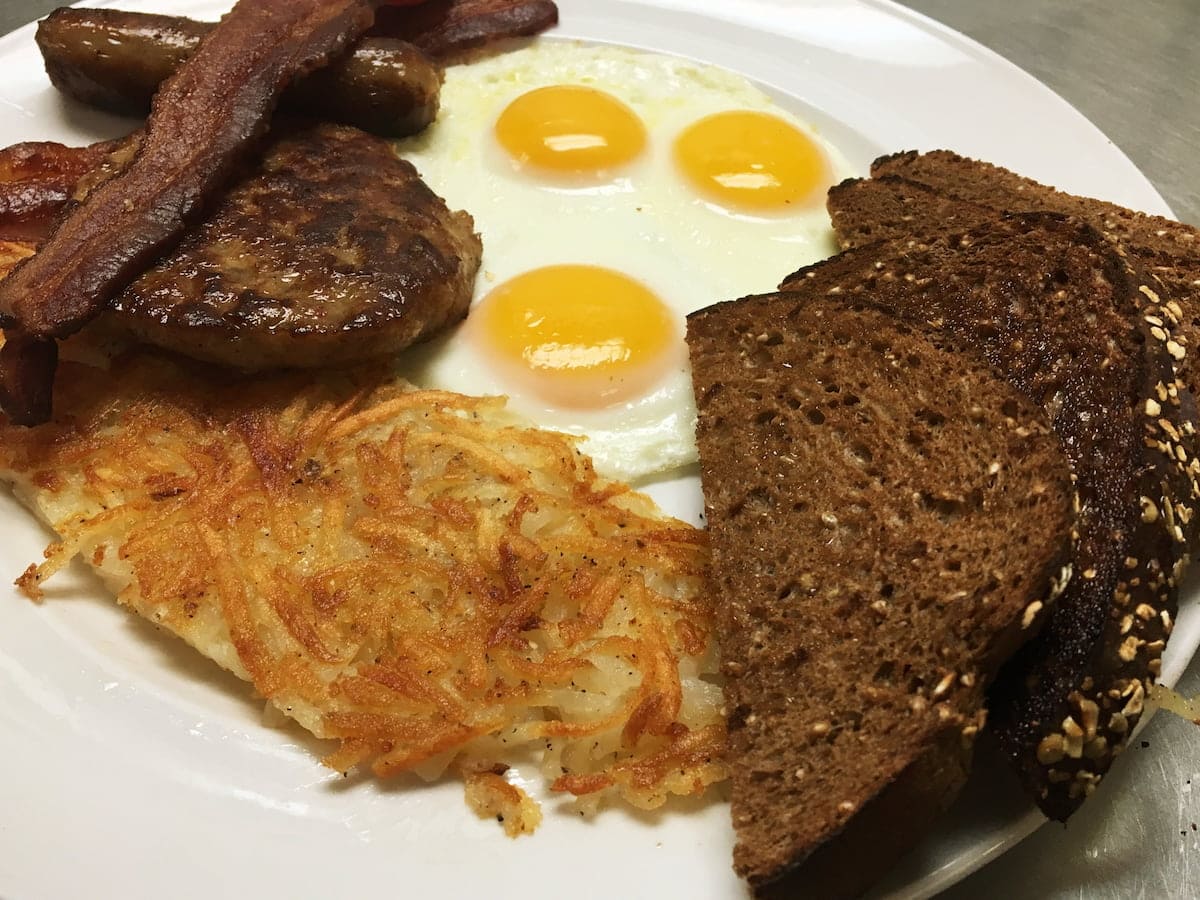 The Trucker breakfast plate with eggs and sausage at Bailey’s Breakfast & Lunch in Omaha