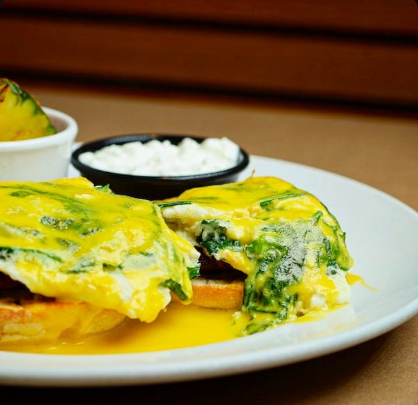California eggs benedict with turkey sausage and avocado at Bailey’s Breakfast & Lunch in Omaha