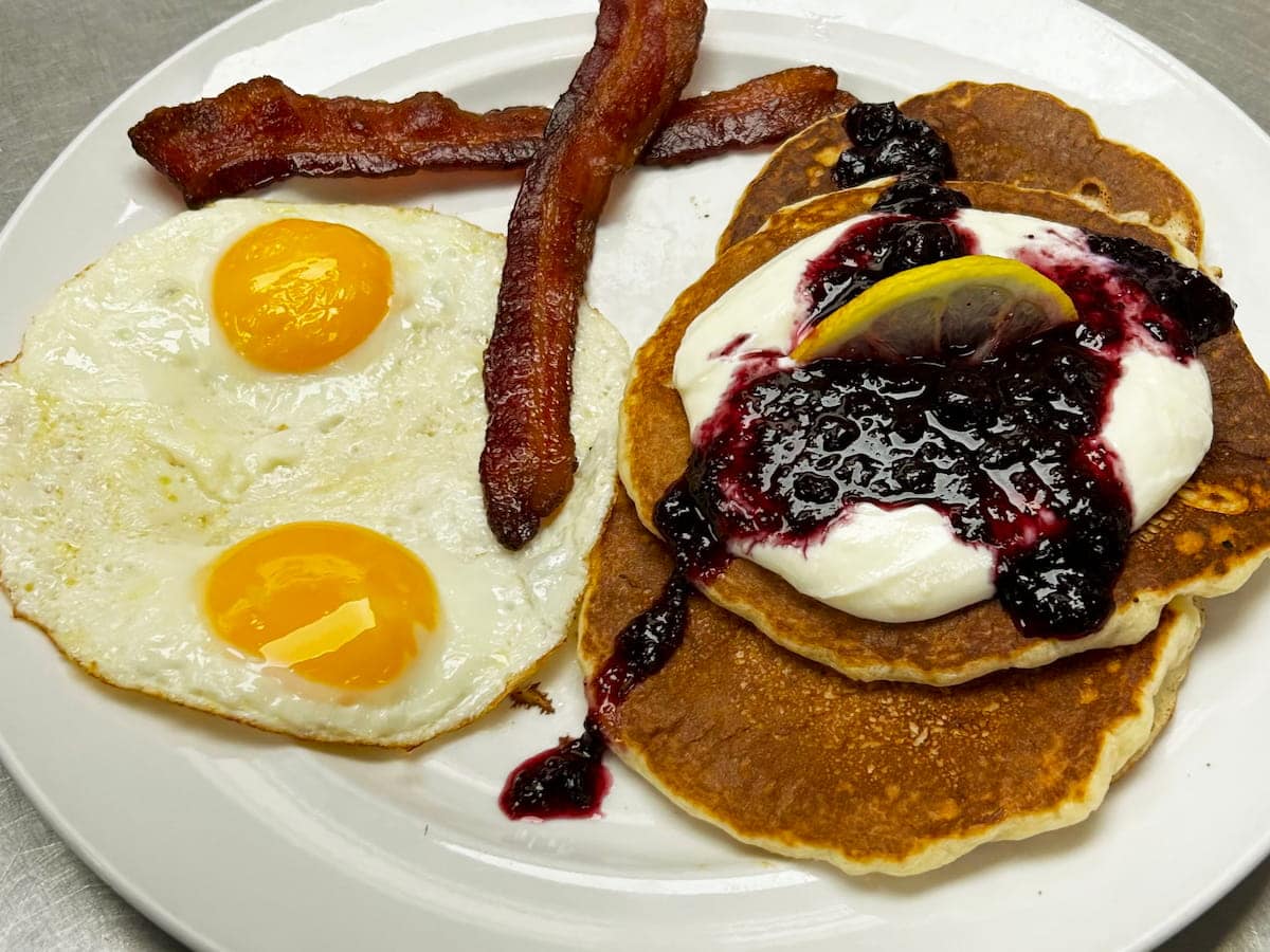 Lemon ricotta pancakes breakfast special at Bailey's Breakfast & Lunch in Omaha