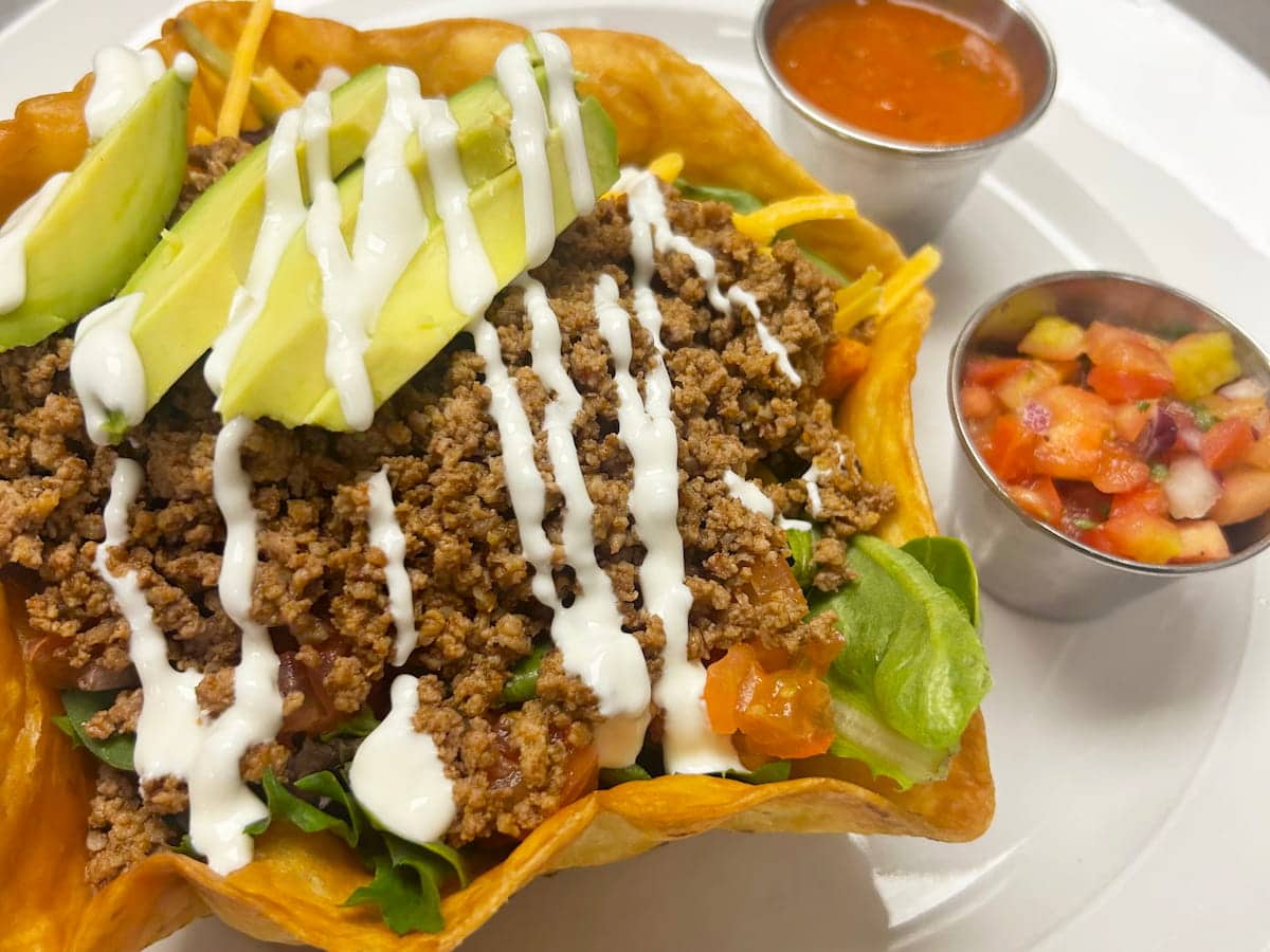 Beef taco salad lunch special at Bailey's Breakfast & Lunch