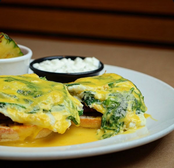 California eggs benedict with turkey sausage and avocado at Bailey’s Breakfast & Lunch in Omaha