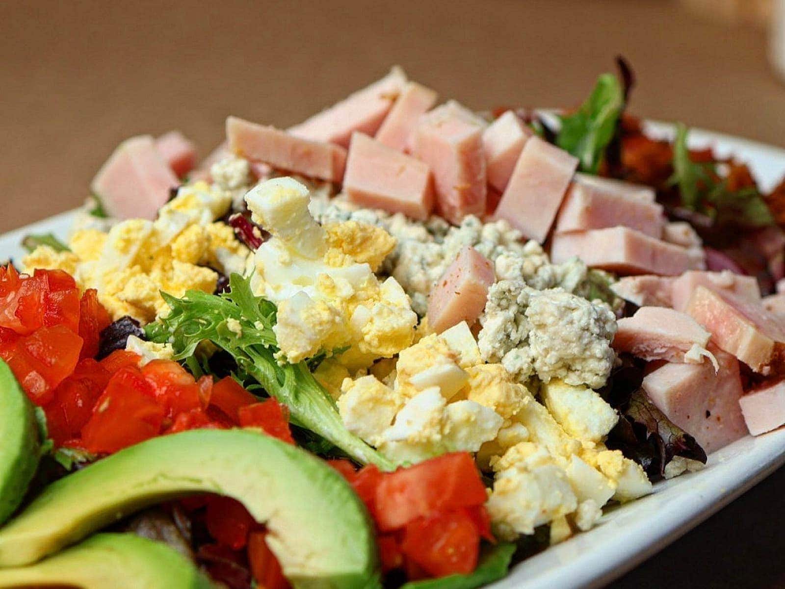 Smoked turkey Cobb salad with avocado, tomato, egg, and blue cheese at Bailey's Breakfast & Lunch in Omaha