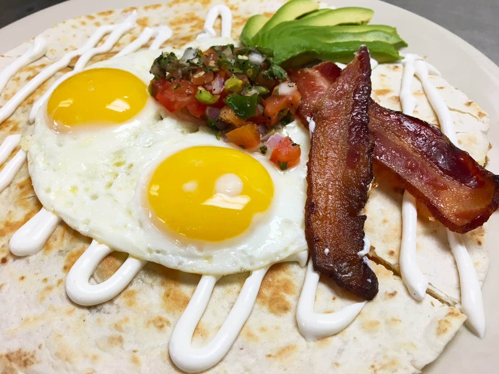 Bacon and hash brown monthly breakfast special at Bailey's Breakfast & Lunch in Omaha
