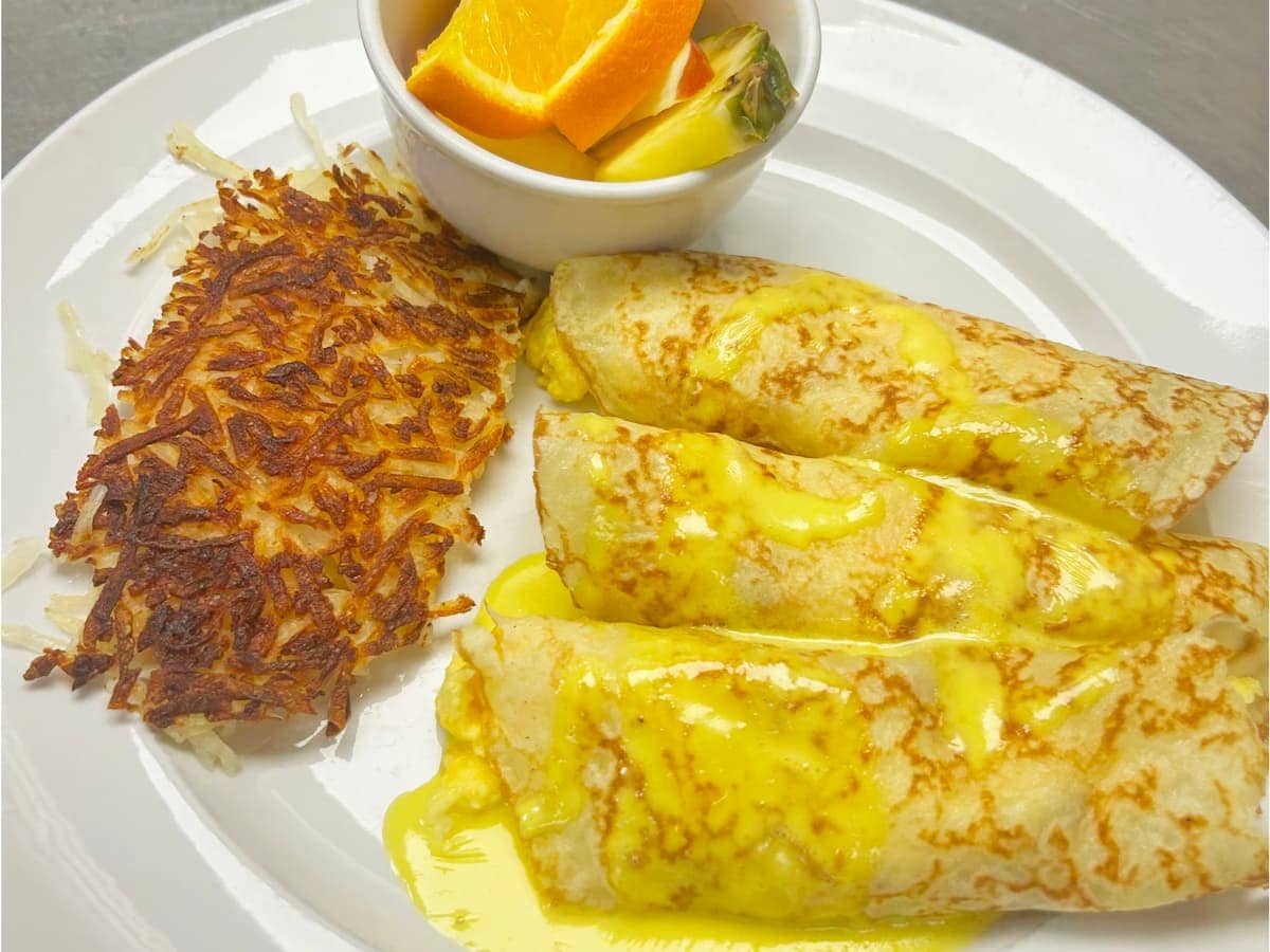 Ham and cheese crepes breakfast special at Bailey's Breakfast & Lunch in Omaha