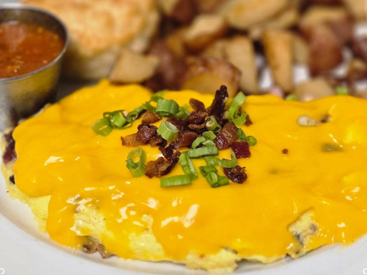 Pig skin omelet breakfast special at Bailey's Breakfast & Lunch in Omaha