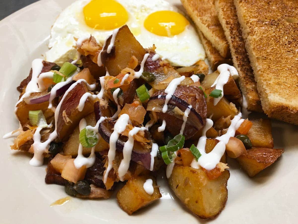 Smoked salmon hash breakfast special at Bailey's Breakfast & Lunch in Omaha