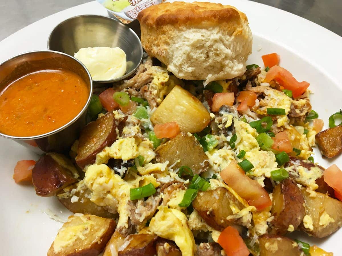 Carnitas Scramble breakfast special at Bailey's in Omaha